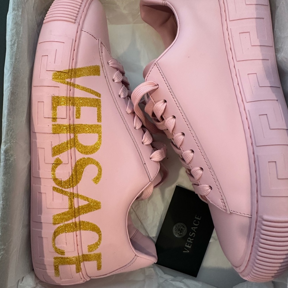 Versace Pink Sneakers with Gold Accents 41